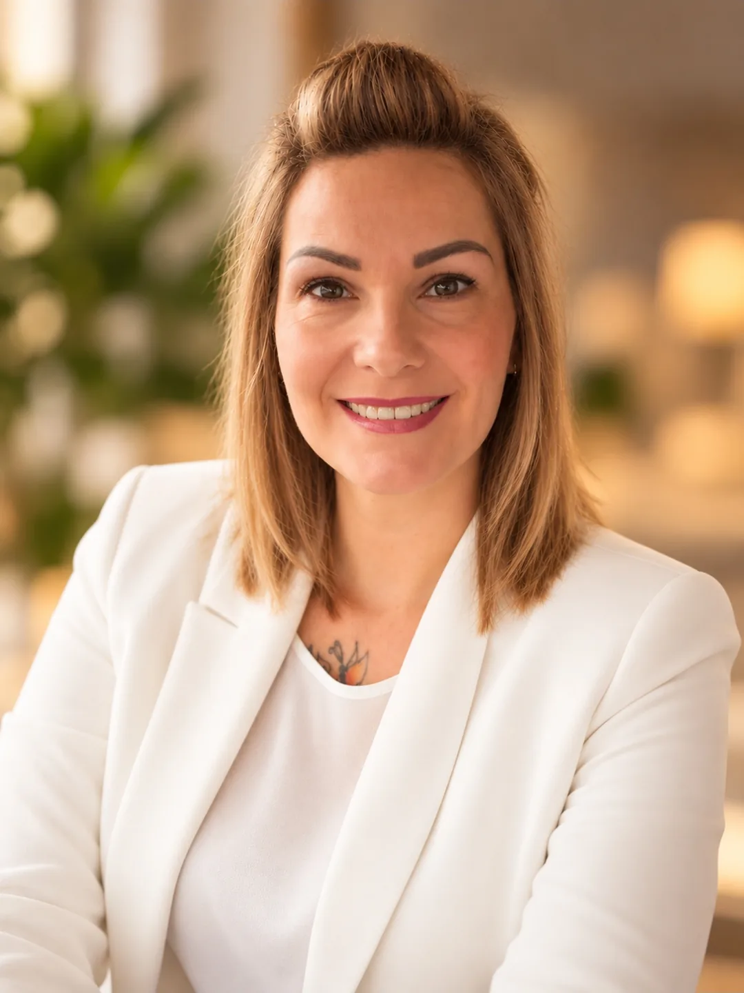 Nancy Klünder im weißen Blazer